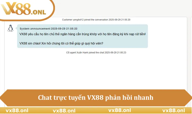 Chat trực tuyến VX88 phản hồi nhanh qua biểu tượng trên website