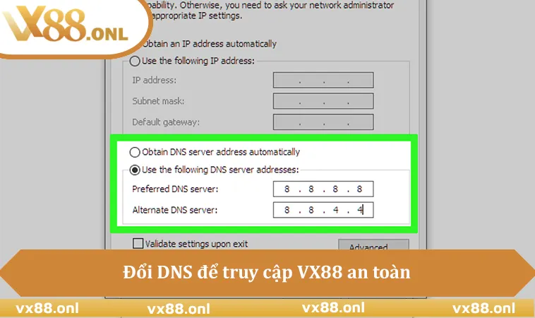 Đổi DNS để truy cập VX88 an toàn