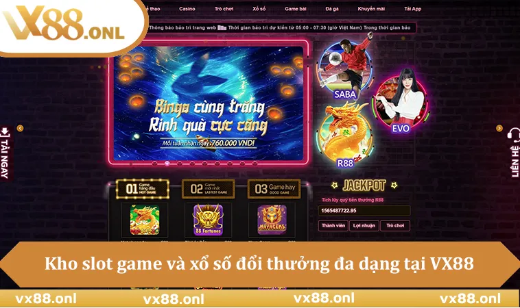 Kho slot game và xổ số đổi thưởng đa dạng tại VX88