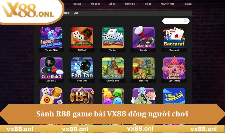 Sảnh R88 game bài VX88 đông người chơi